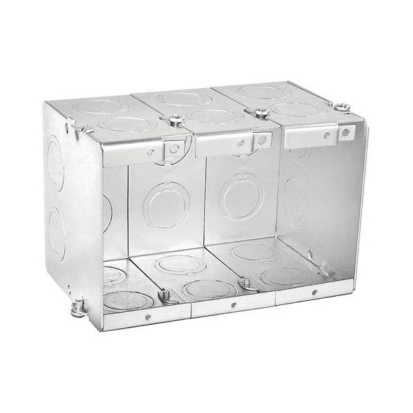Electrical Box, 63 cu in, Masonry Box Type, 3 Gangs, Steel